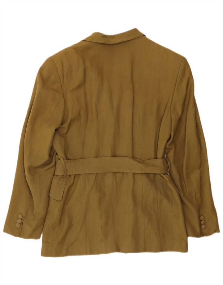 VINTAGE Dame 4-knaps blazerjakke IT 44 Medium Khaki Rayon