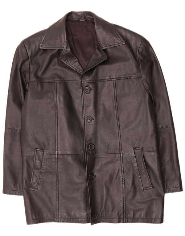 Jaqueta de couro masculina vintage UK 40 grande preta