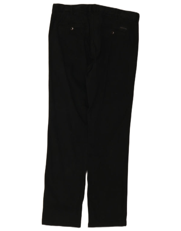 Calvin Klein Mens Straight Chino Trousers W32 L30 Black Cotton