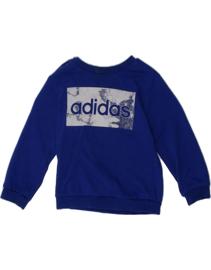 ADIDAS Baby Boys Graphic Sweatshirt Jumper 12-18 Months Blue Cotton Vintage Adidas and Second-Hand Adidas from Messina Hembry 