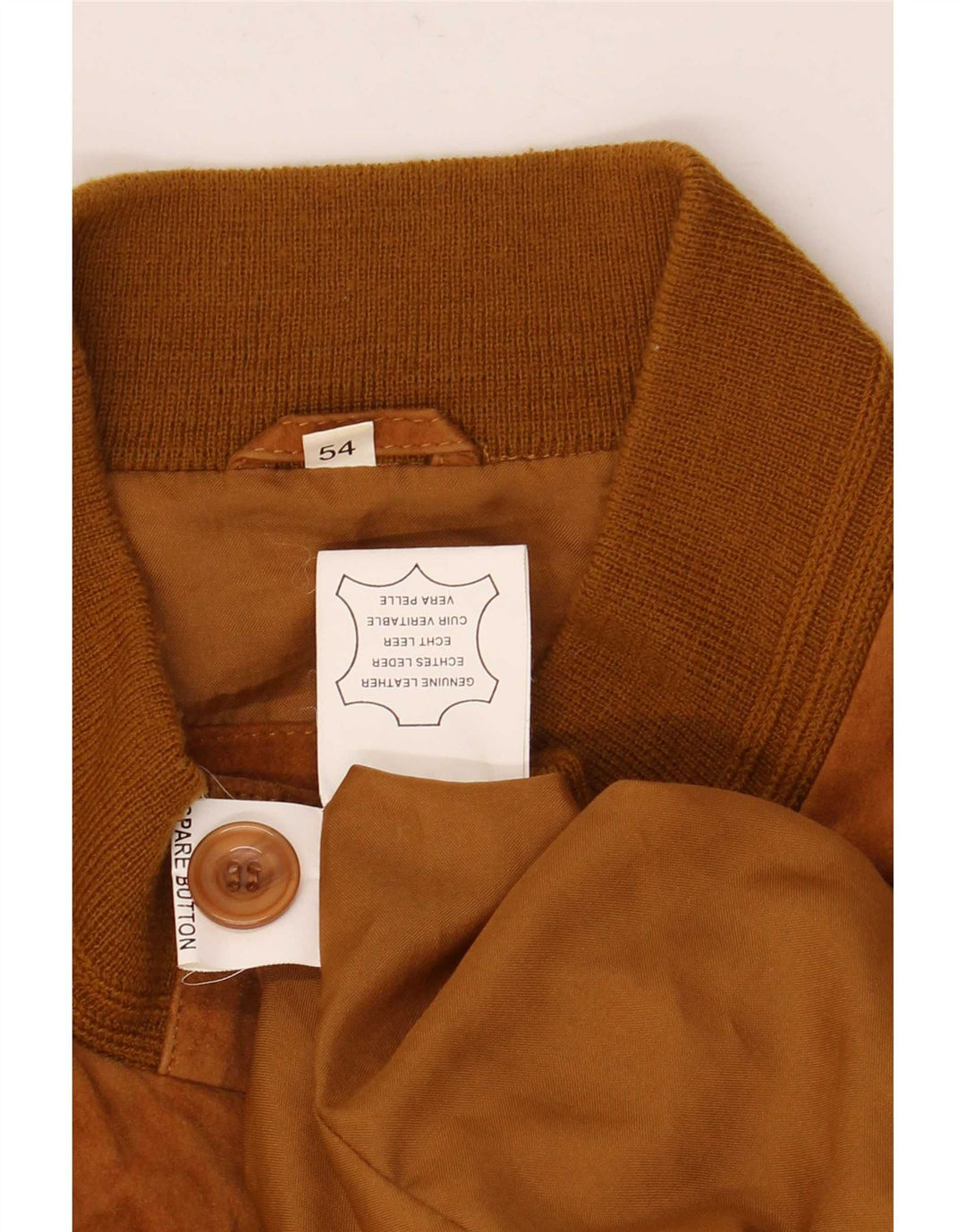 Vintage Mens Suede Bomber Jacket IT 54 2XL Brown Leather
