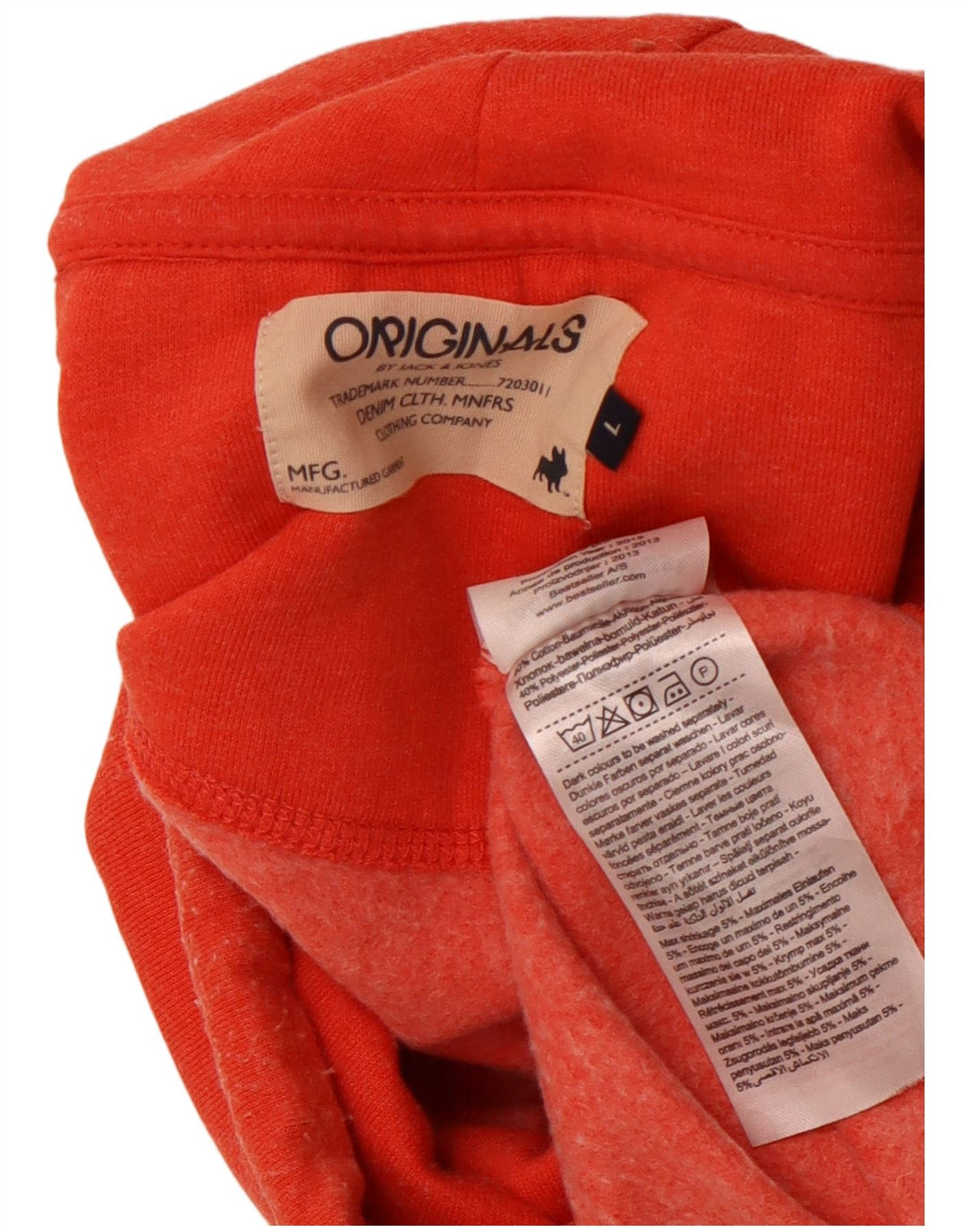 JACK & JONES Mens Roll Neck Sweatshirt Jumper Large Orange Cotton
