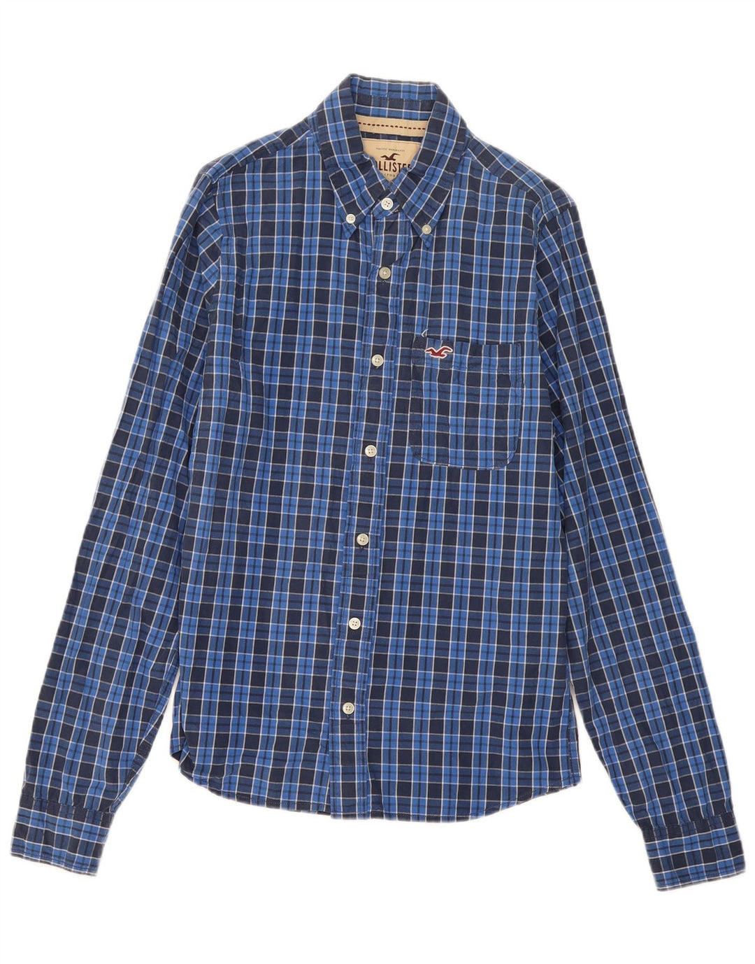Hollister Mens Shirt Medium Blue Check Cotton