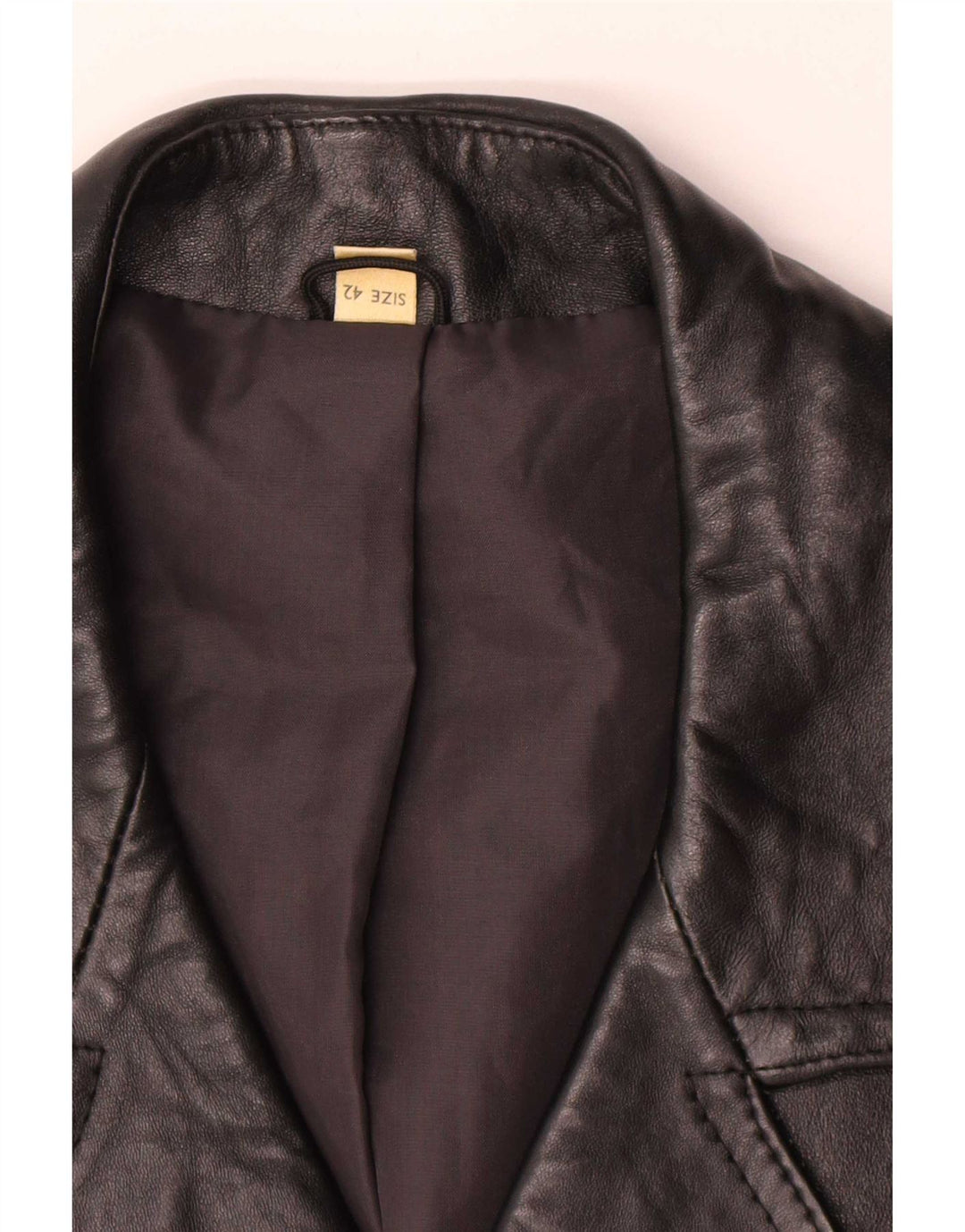 Vintage Womens Leather Coat IT 42 Medium Black