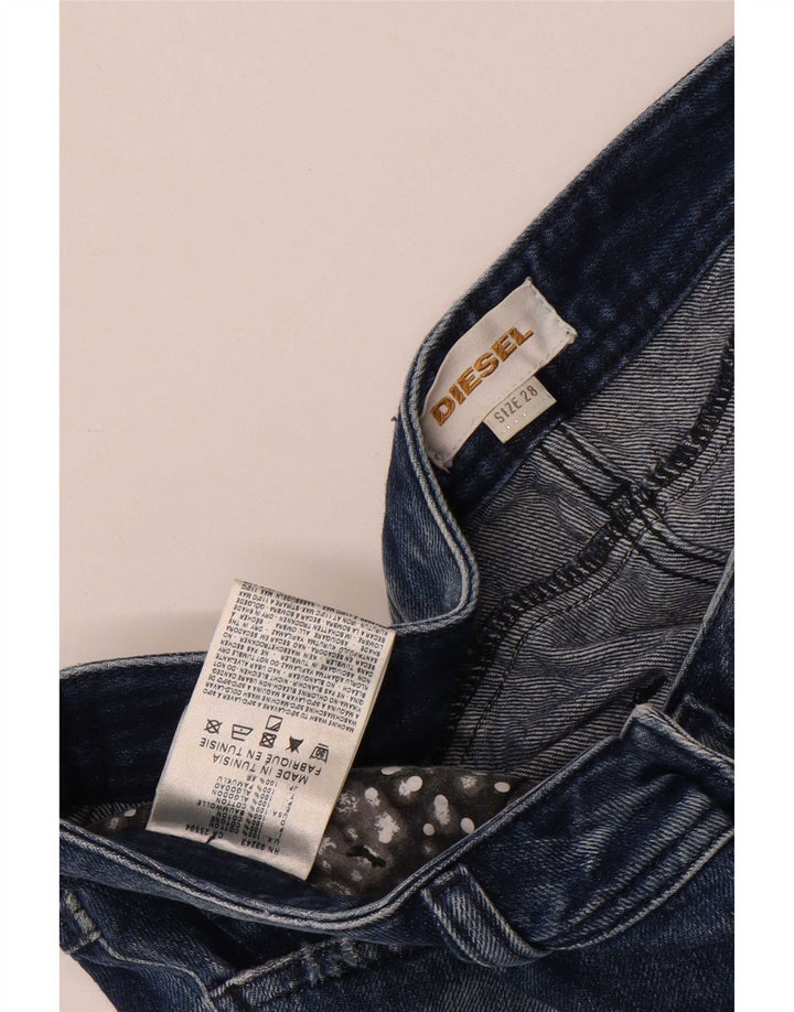 Mini gonna di jeans da donna Diesel W28 in cotone blu medio