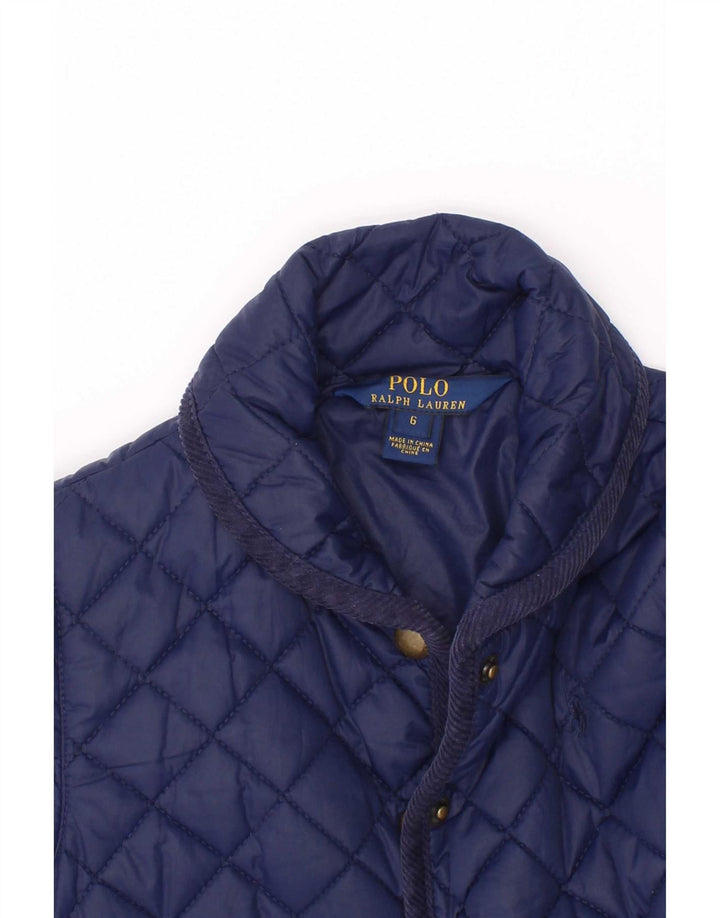 Polo Ralph Lauren Girls Quilted Jacket 5-6 Years Navy Blue Polyester