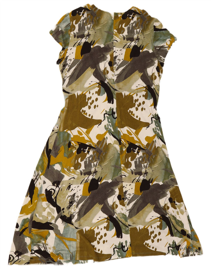 Wallis Womens Abstract Pattern A-Line Dress UK 16 Large Green Viscose