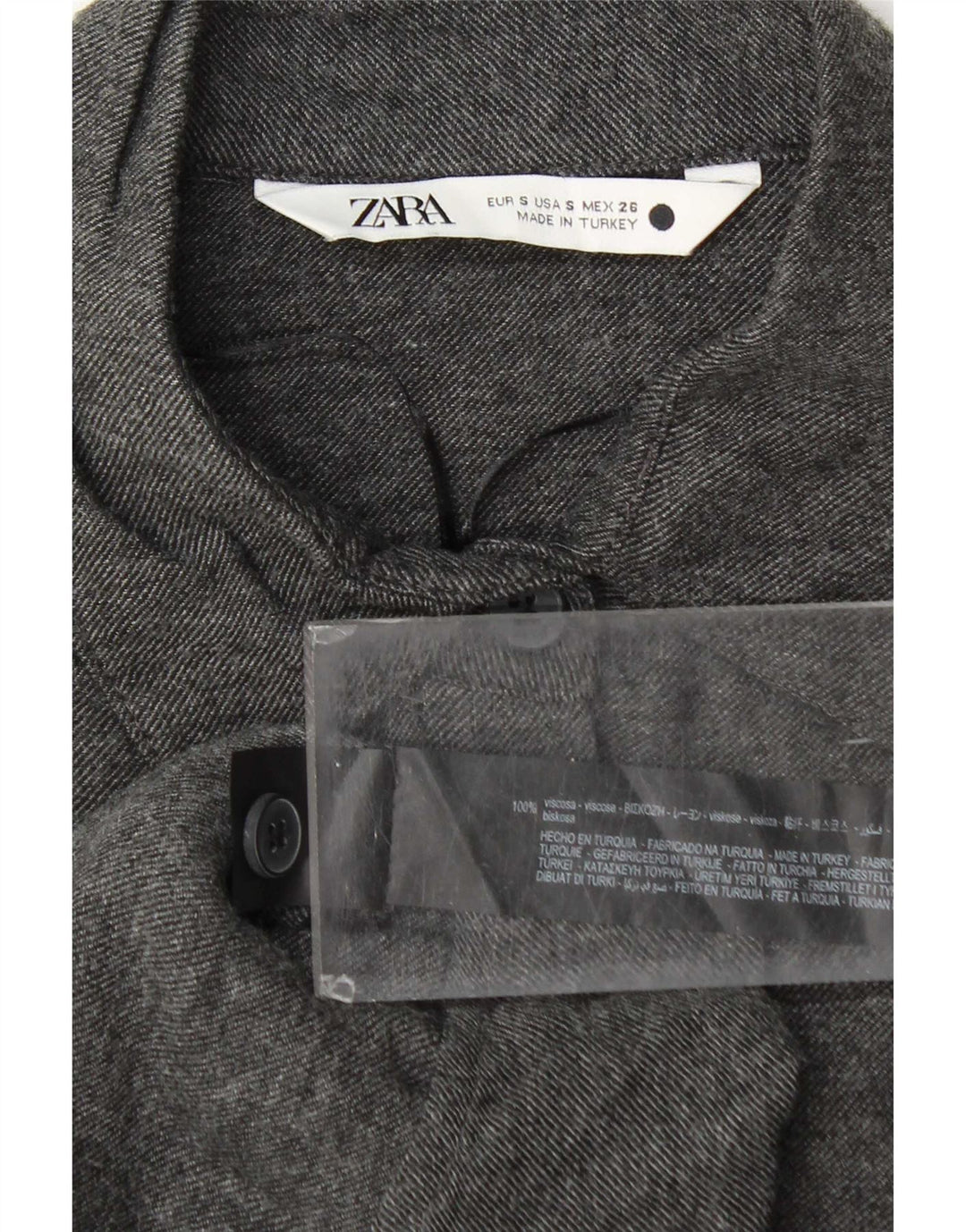 Zara Womens Oversized Shirt Dress UK 10 Small Grey Viscose