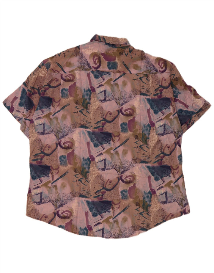 Coconut Mens Abstract Pattern Short Sleeve Shirt 2XL Purple Tropical