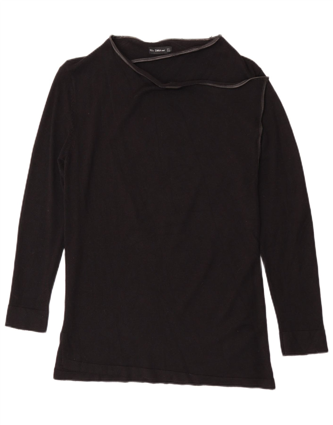 Zara Womens Top Long Sleeve UK 14 Large Black Viscose