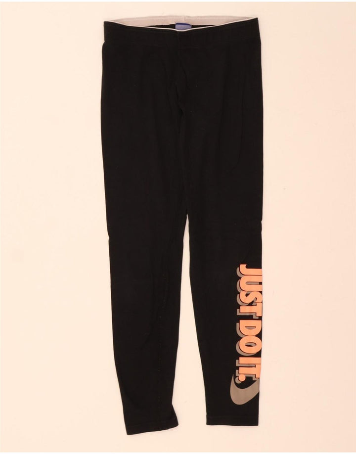 NIKE Womens Graphic Leggings UK 12 Medium Black Vintage Nike and Second-Hand Nike from Messina Hembry 