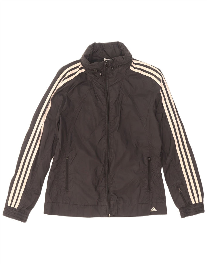 Adidas Damen Trainingsanzug Top Jacke UK 14 Large Schwarz Polyamid