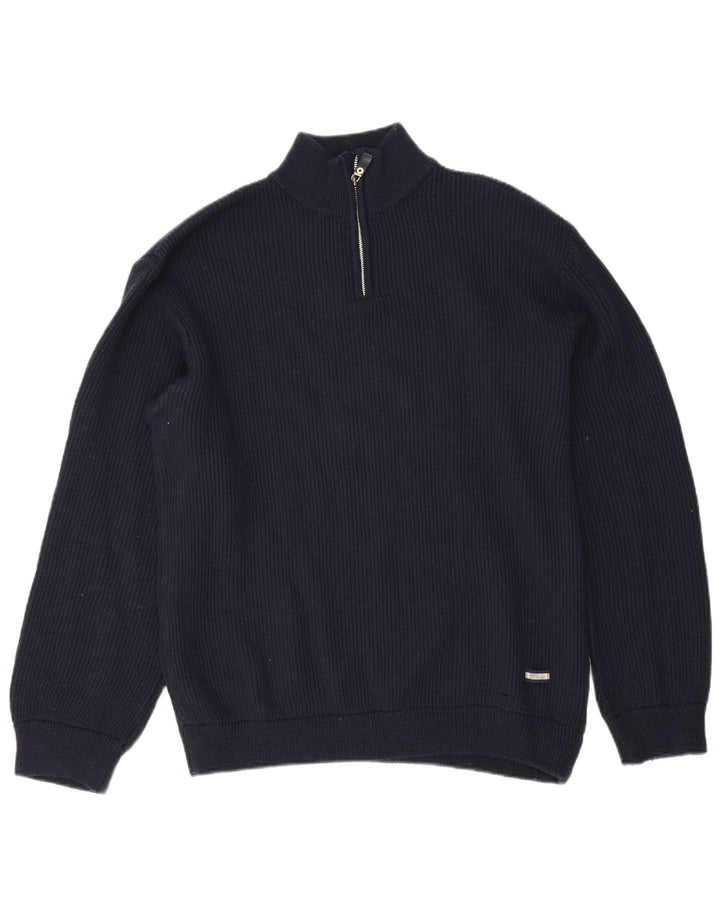 Fila Mens Zip Neck Jumper Sweater XL Navy Blue