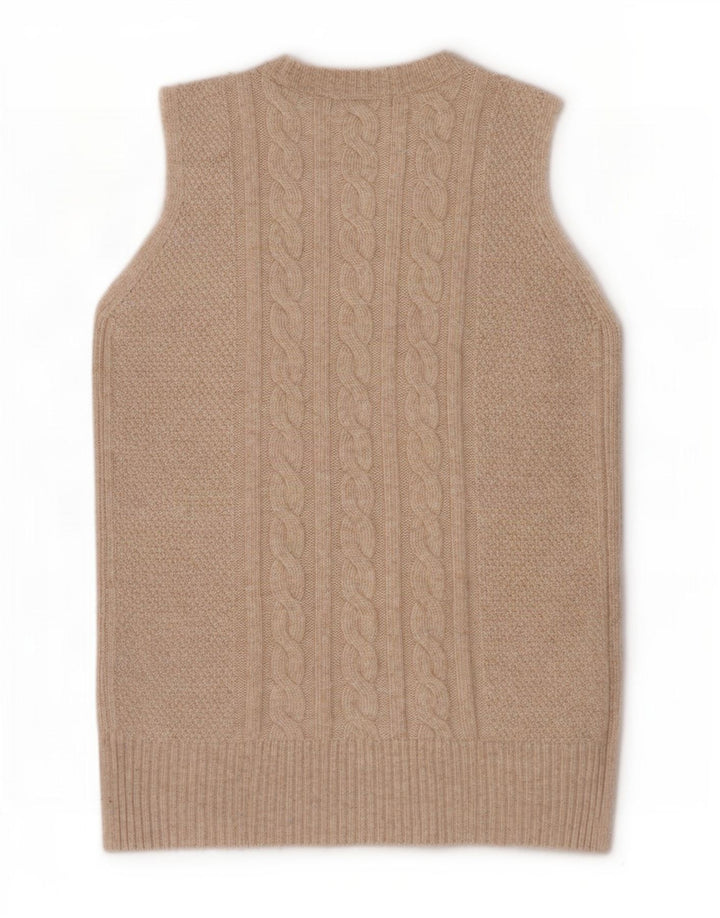 Marks & Spencer Womens Vest Tank Top UK 14 Medium Beige Polyester