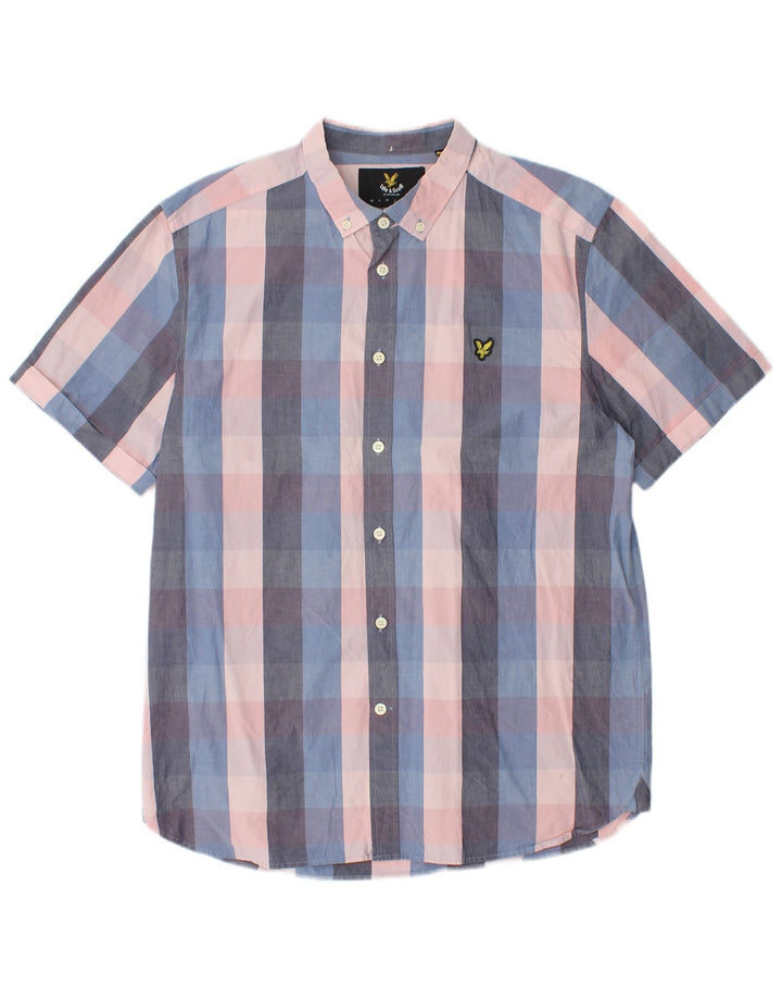 Lyle & Scott Camicia a maniche corte da uomo di grandi dimensioni in cotone a quadri multicolore