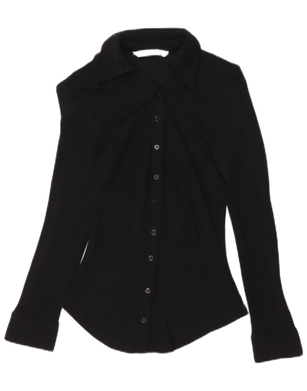 Zara Womens Shirt Blouse UK 6 XS Black Viscose