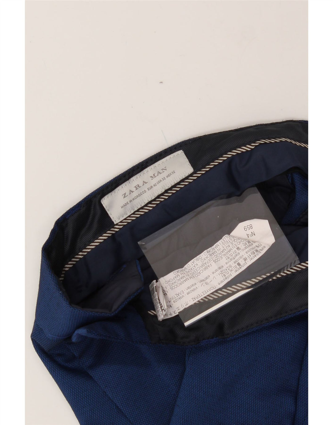 ZARA Mens Slim Chino Trousers EU 42 Large W32 L33 Blue Polyester Vintage Zara and Second-Hand Zara from Messina Hembry 