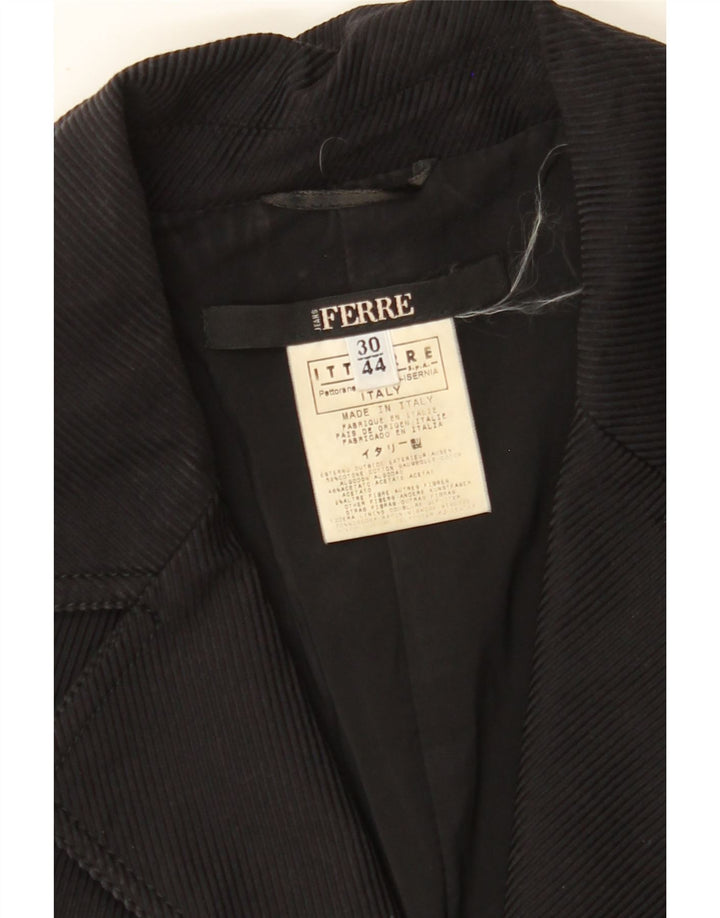 FERRE Womens 2 Button Blazer Jacket IT 44 Medium Black Pinstripe Cotton Vintage Ferre and Second-Hand Ferre from Messina Hembry 
