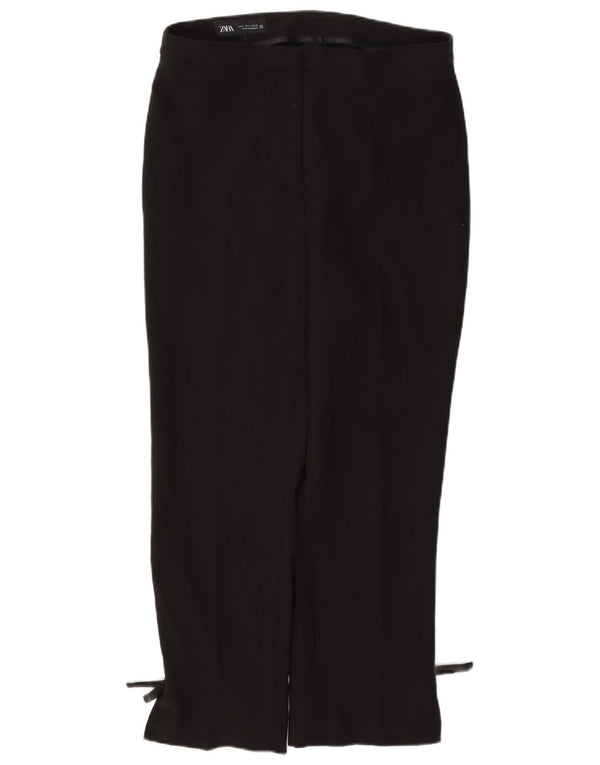 Zara Mujer Pantalón Casual Recto Grande W30 L27 Poliéster Negro