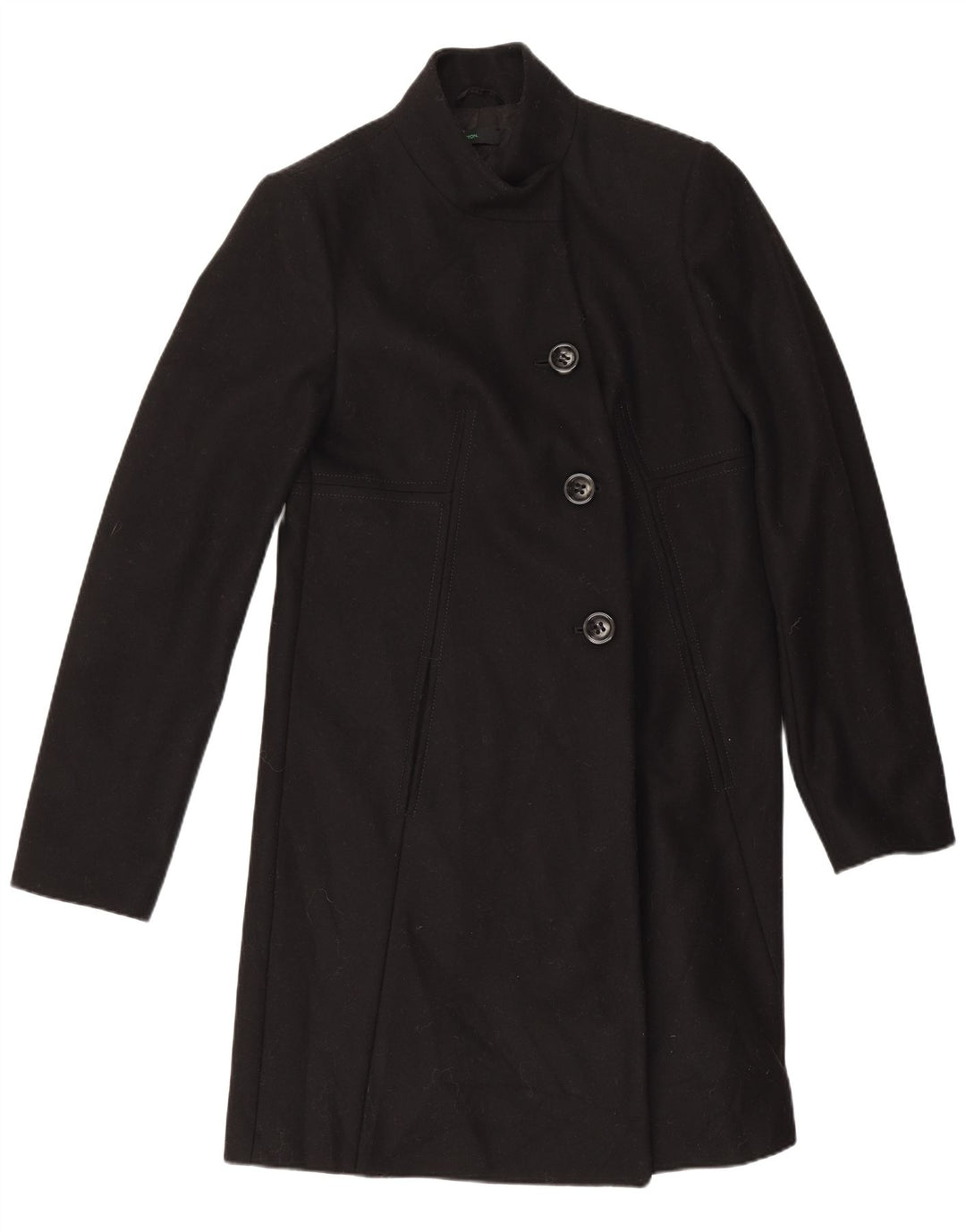 Benetton Dame Overfrakke IT 42 Medium Sort Uld