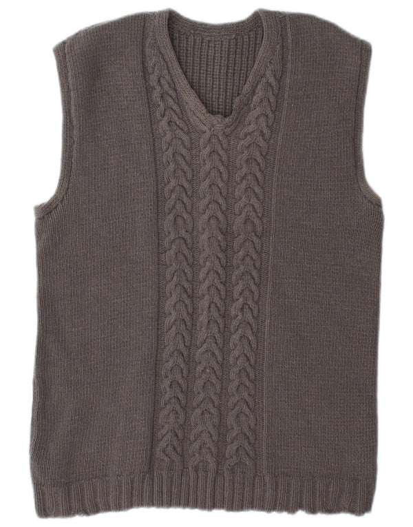 Vintage Damen Weste Tank Top UK 14 Mittelgrau