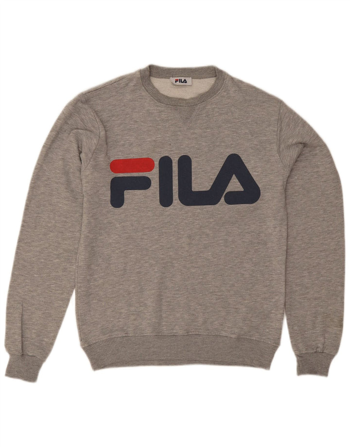 Fila Mens Graphic Sweatshirt Jumper Small Grey Flecked Cotton