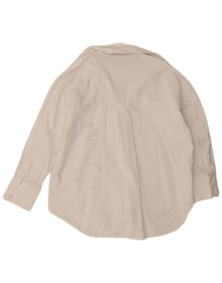 Zara Dame Oversized skjorte UK 14 Medium White Bomuld