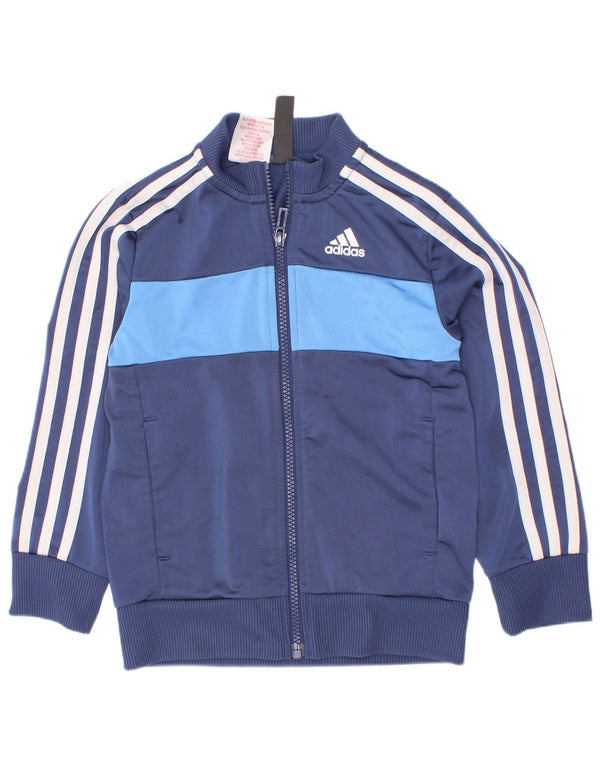 Спортивный костюм Adidas для мальчиков, верхняя куртка 5–6 лет, темно-синий, полиэстер с цветными блоками