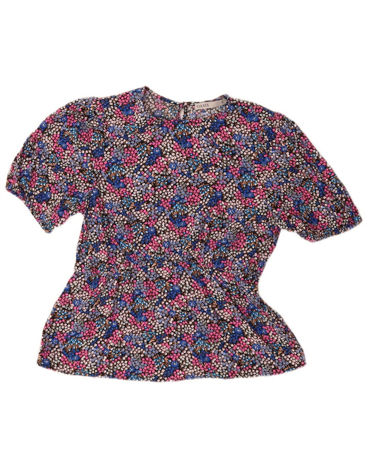 Oasis Womens Blouse Top UK 10 Small Multicoloured Floral Viscose