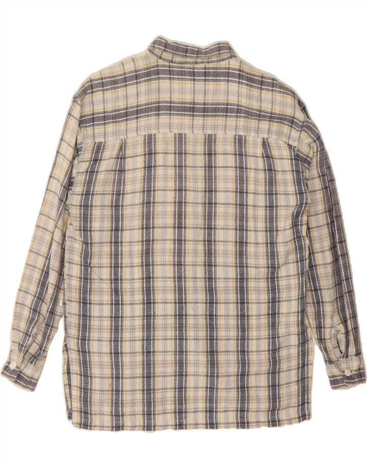 VINTAGE Womens Flannel Shirt UK 14 Medium Beige Check Cotton Vintage Vintage and Second-Hand Vintage from Messina Hembry 