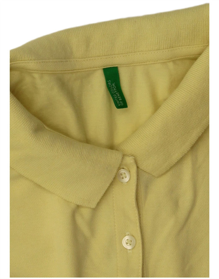 Benetton Dame Polo Shirt UK 12 Medium Gul