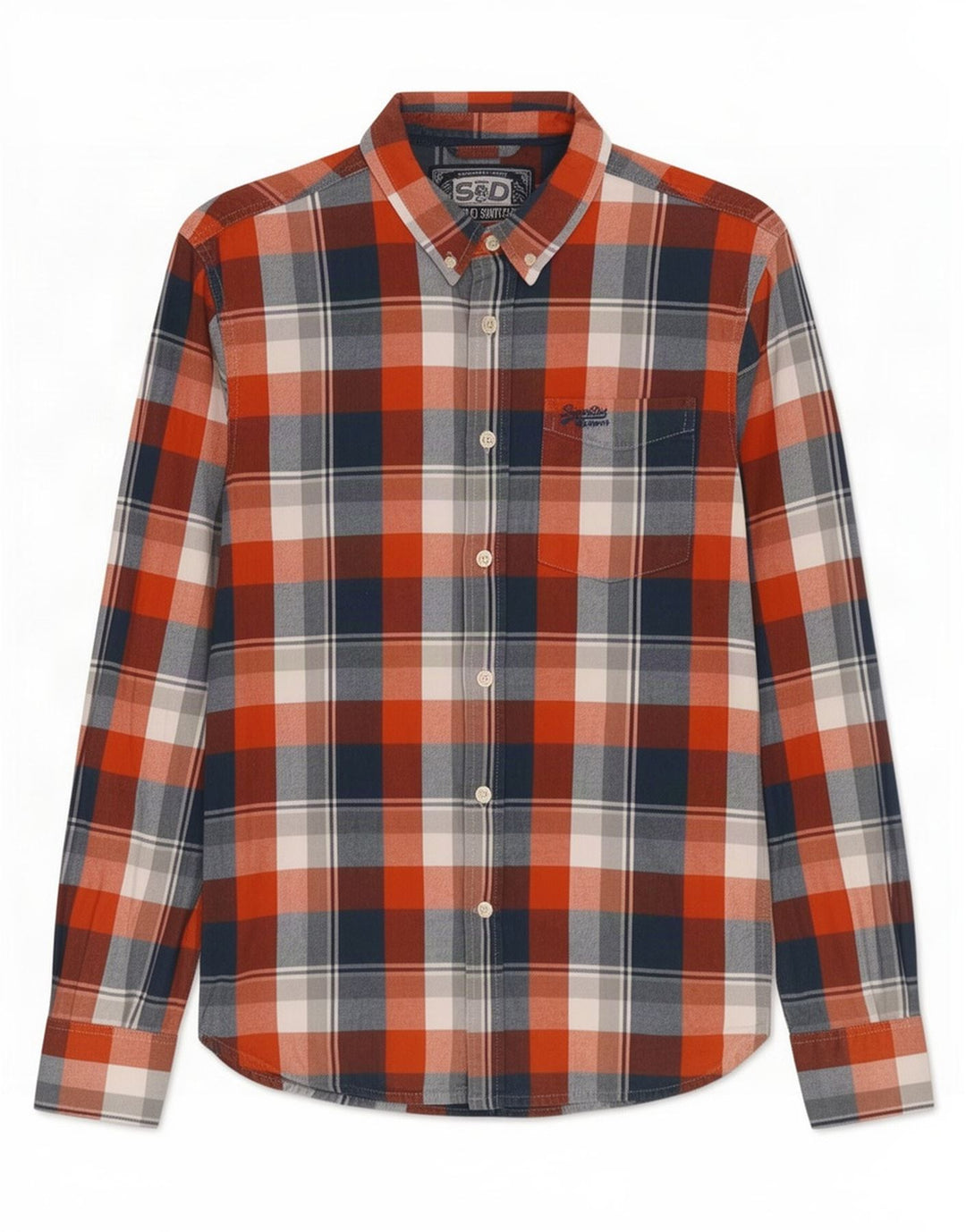 Superdry Mens Flannel Shirt Large Red Check Cotton