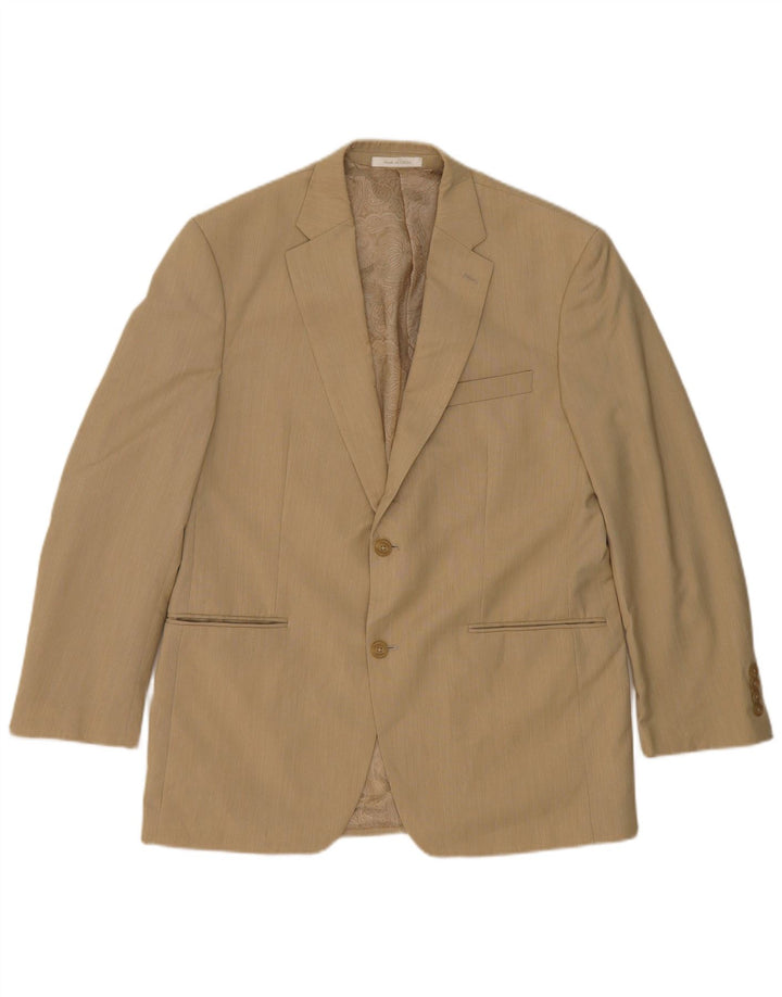 Giacca blazer da uomo a 2 bottoni Chaps UK 40 grande poliestere beige