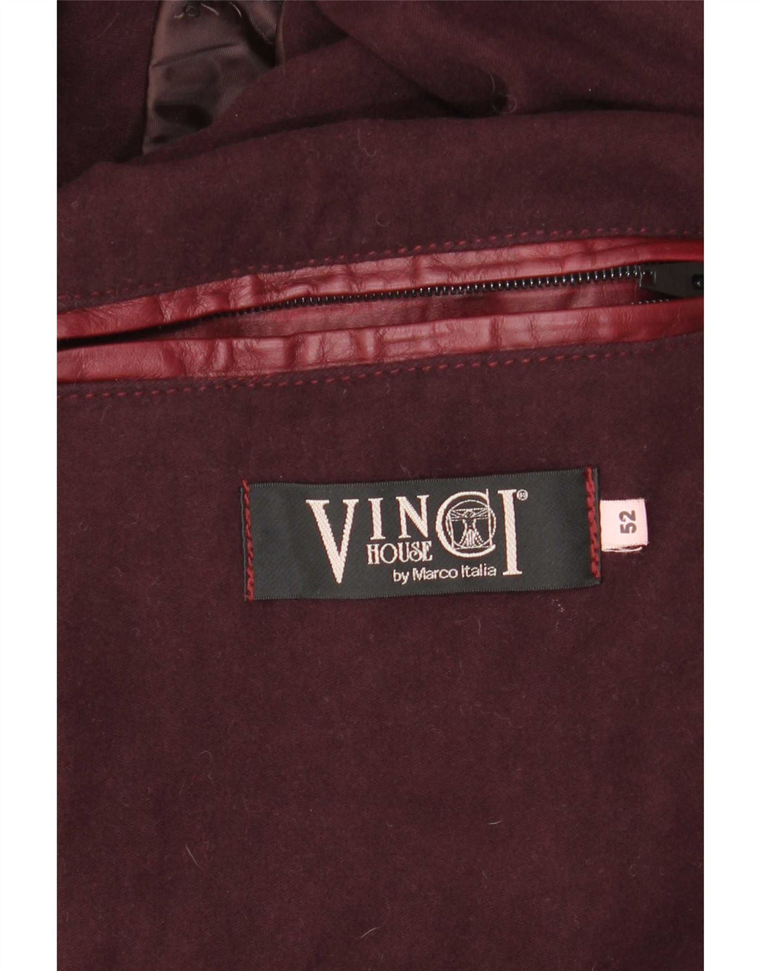 Vinci Женское кожаное пальто IT 52 2XL бордовое