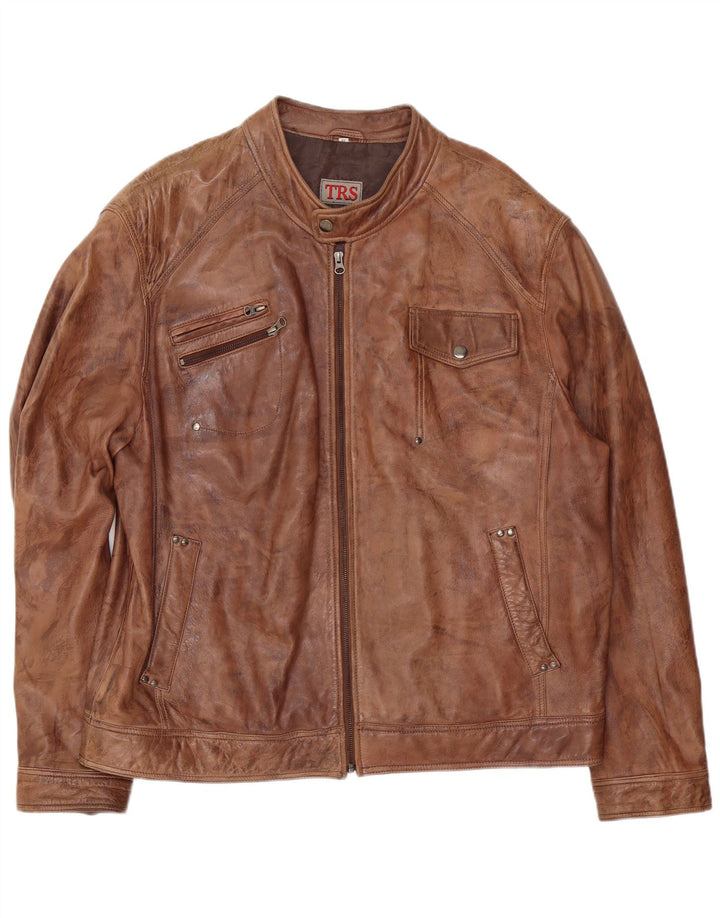 Vintage herre læderjakke IT 60 4XL Brun