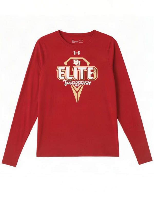 Under Armour Mens Elite Graphic Top Long Sleeve Small Burgundy Polyester