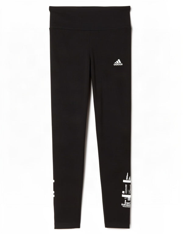 Adidas Womens Graphic Leggings UK 12/14 Medium Black Cotton