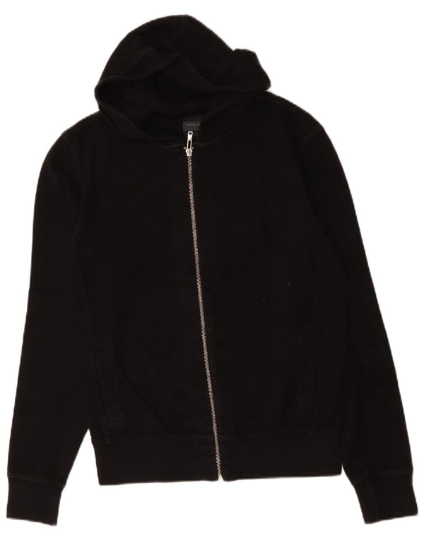 Zara Mens Zip Hoodie Sweater Medium Black Cotton