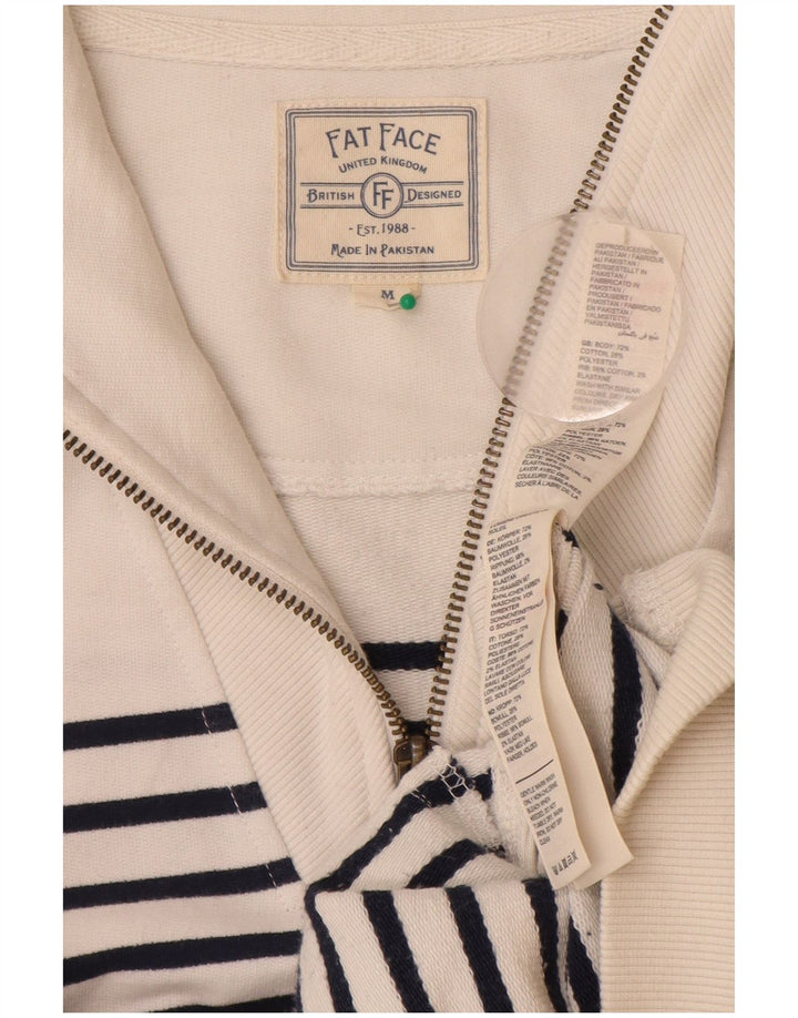 Fat Face Womens Sweatshirt Jumper UK 14 Medium Off White Striped Cotton