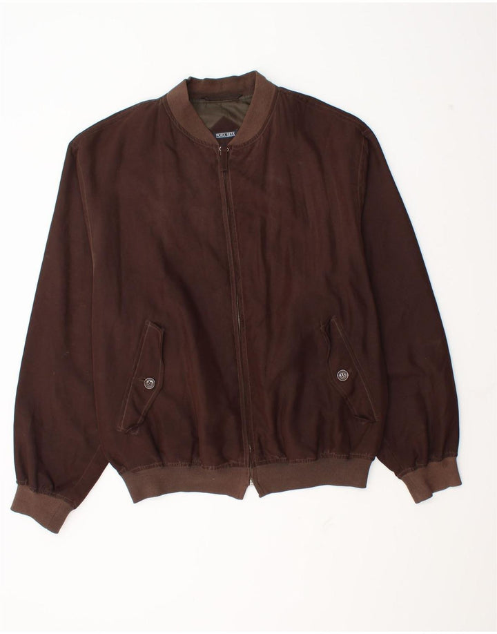 Faciba Mens Bomber Jacket IT 52 XL Brown Silk