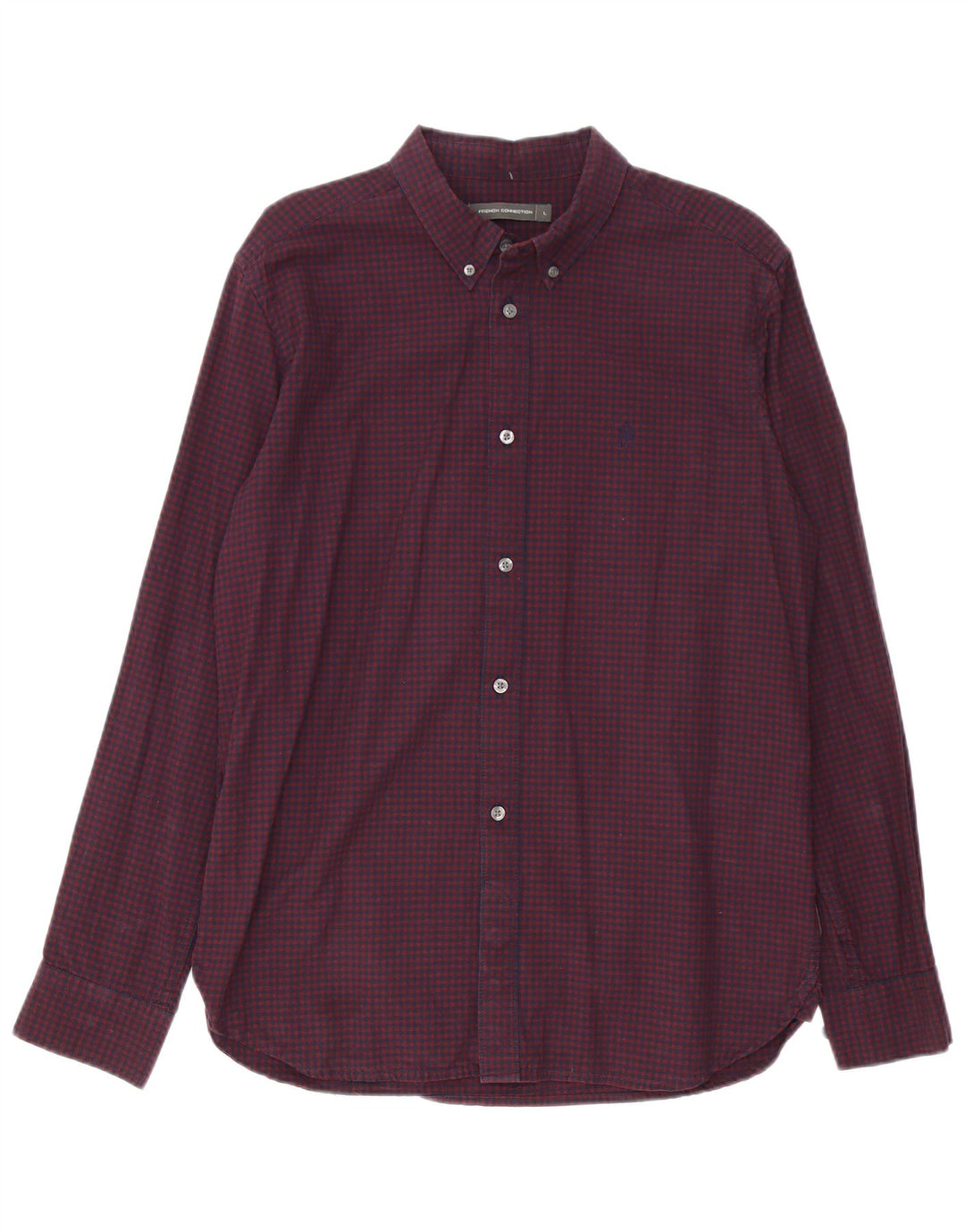 French Connection Chemise Homme Large Bordeaux Vichy Coton