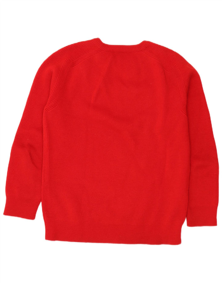 Vintage Herre Boat Neck Jumper Sweater Medium Rød