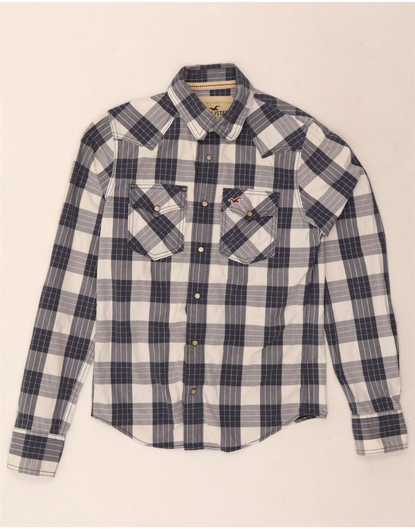 Hollister Mens Shirt Small Navy Blue Check Cotton