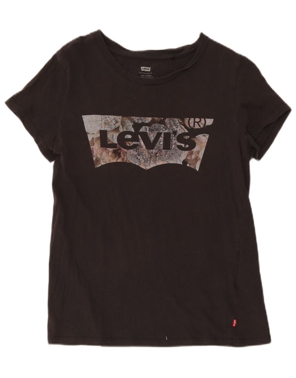 Damska koszulka z grafiką Levi's Top UK 10, mała, czarna bawełna