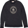 PENGUIN Womens Graphic Sweatshirt Jumper UK 14 Medium Navy Blue Polka Dot Vintage Penguin and Second-Hand Penguin from Messina Hembry 