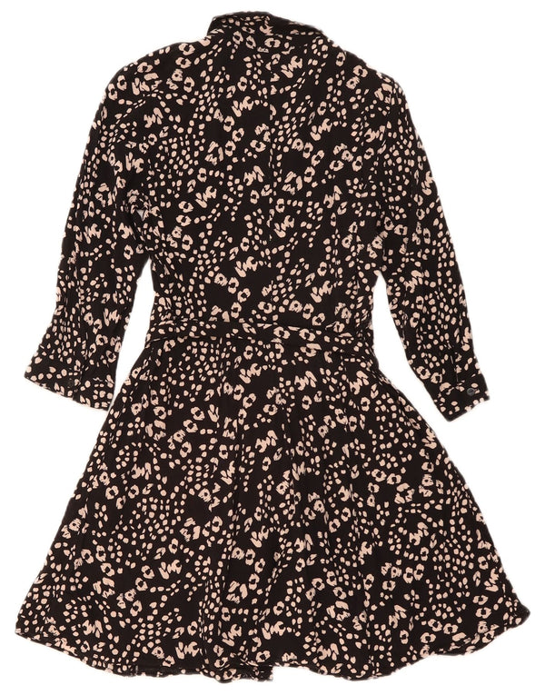 Zara Womens Long Sleeve Shirt Dress UK 6 XS Black Viscose