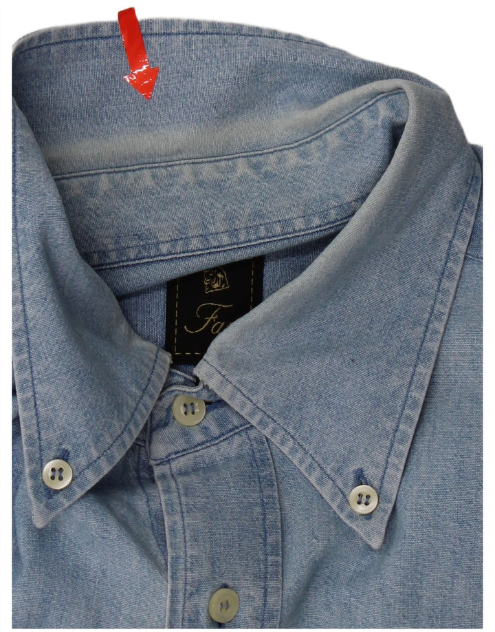 Fay Mens Denim Shirt Large Blue Cotton