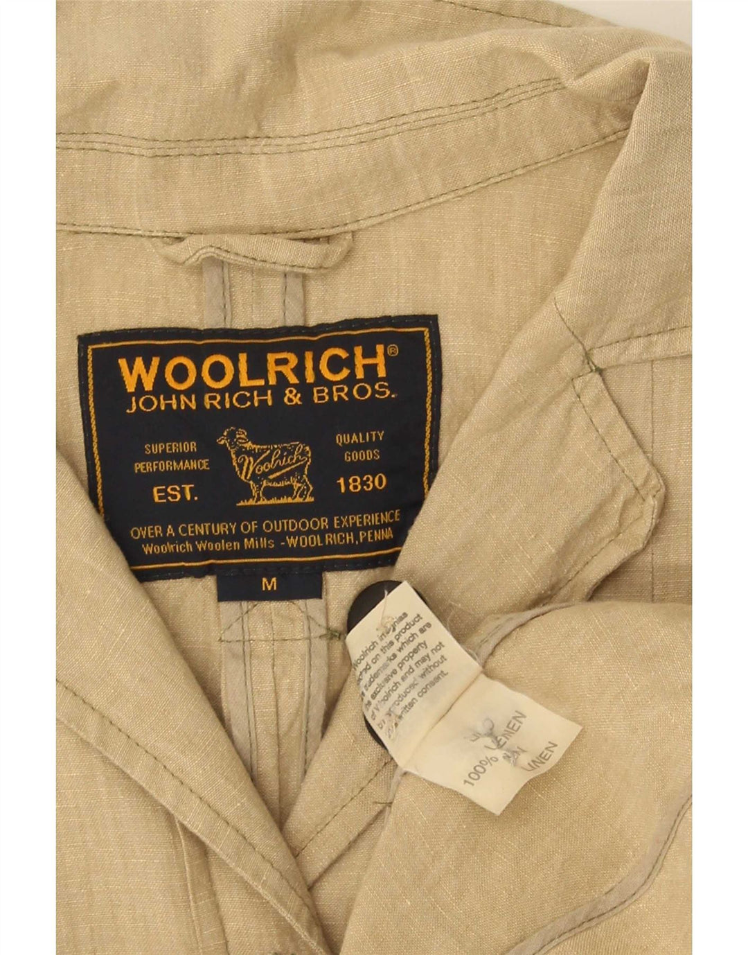 Woolrich Womens 4 Button Blazer Jacket UK 12 Medium Beige Linen
