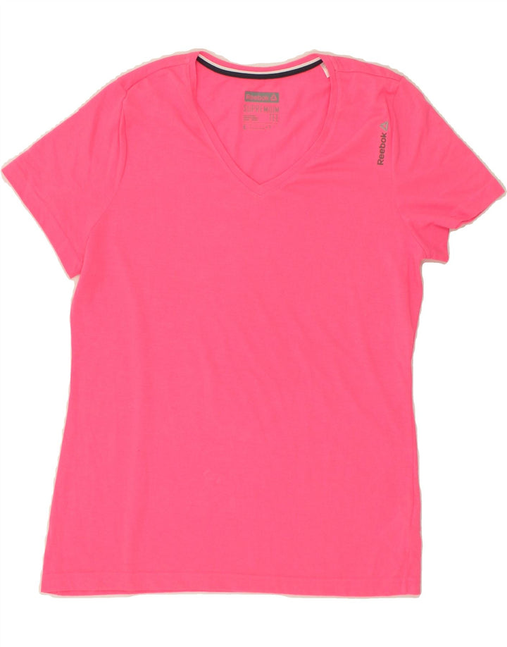 REEBOK Womens T-Shirt Top UK 14 Large Pink Polyester Vintage Reebok and Second-Hand Reebok from Messina Hembry 