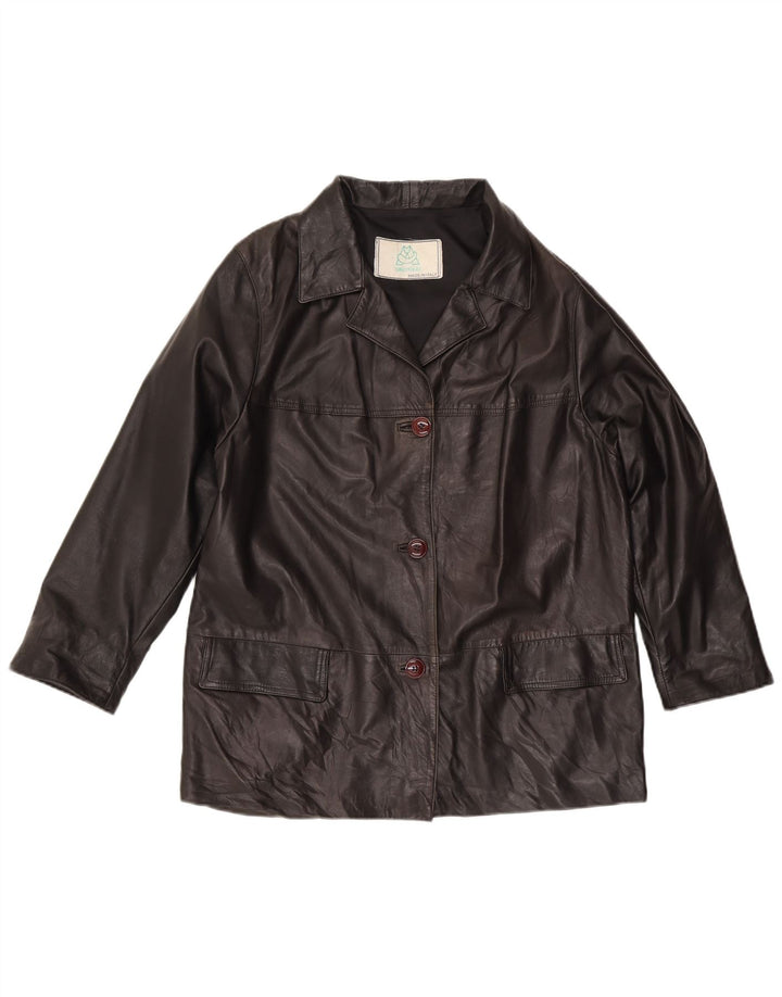 Vintage mujer chaqueta de cuero Reino Unido 16 grande negro